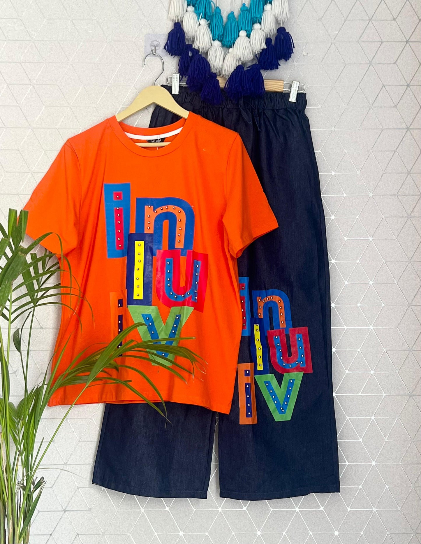 Cotton lycra Top & Denim Pant
