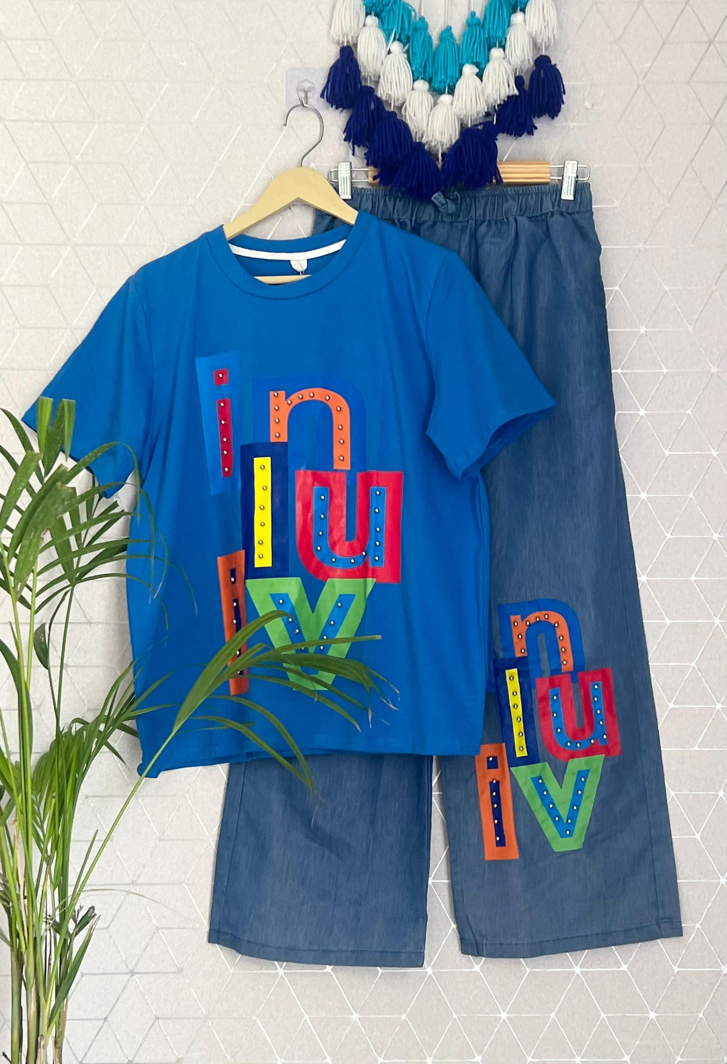 Cotton lycra Top & Denim Pant