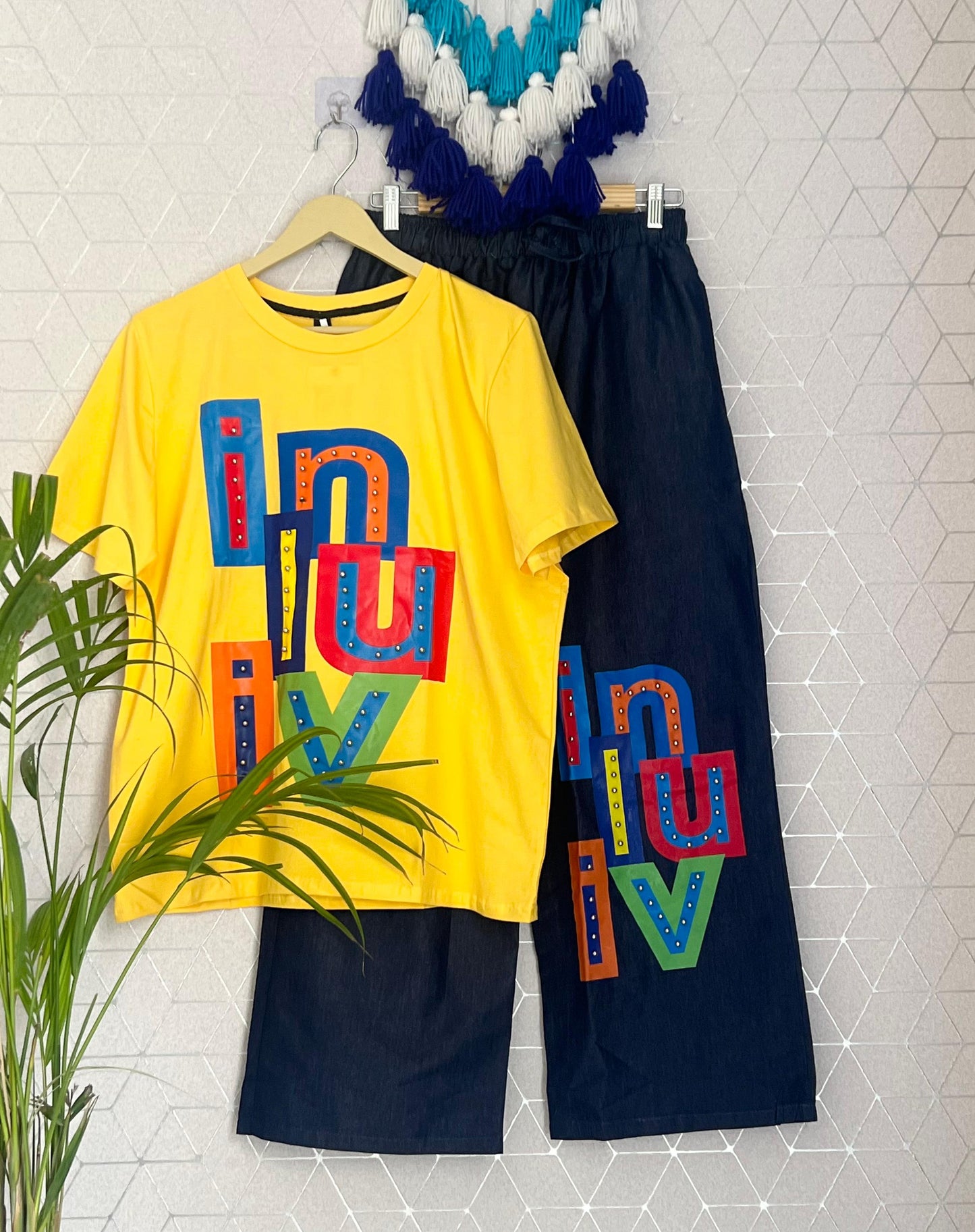 Cotton lycra Top & Denim Pant
