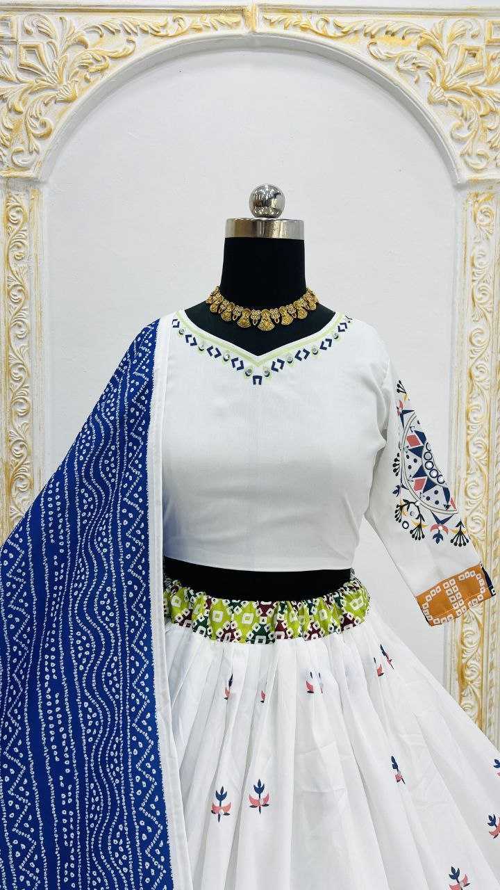 Digital printed Lehenga with mirror work
