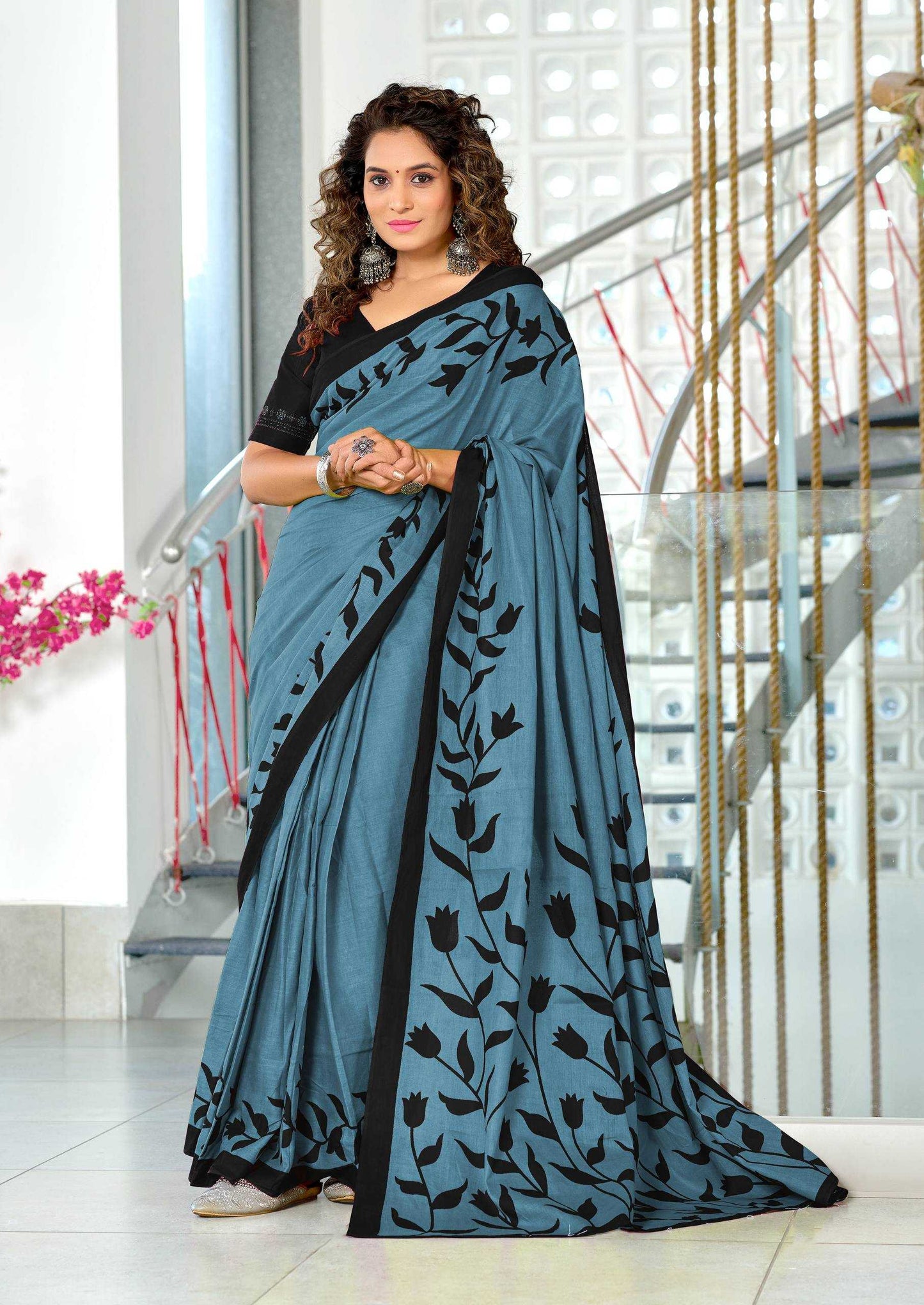 Mulmul Cotton Saree - KE-79165