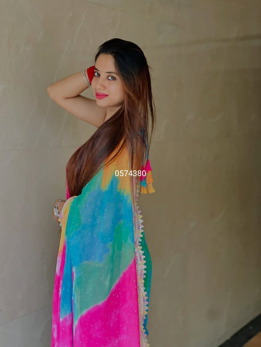 Chiffon Multicolour Saree