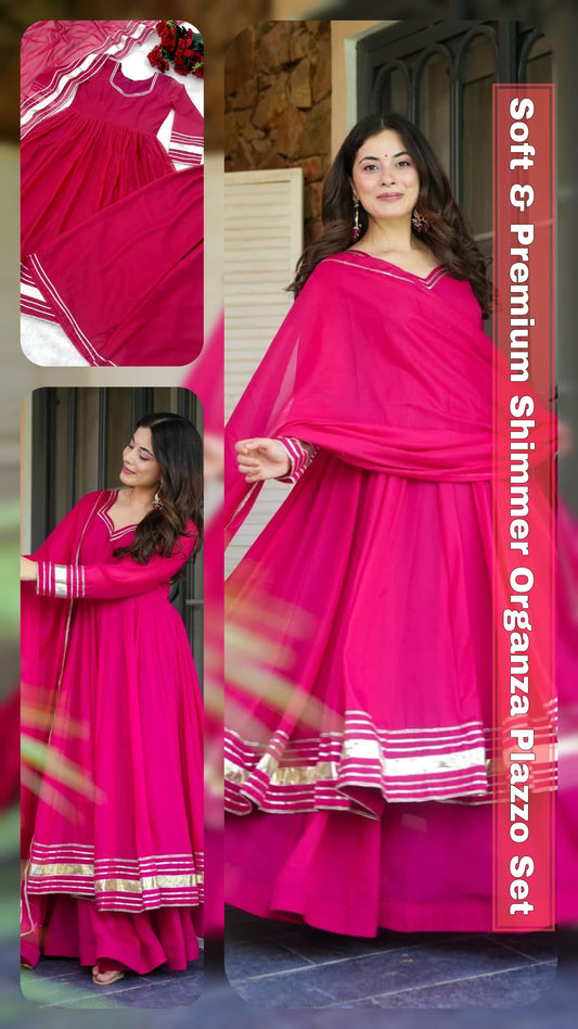 Premium Shimmer Organza Plazzo Set