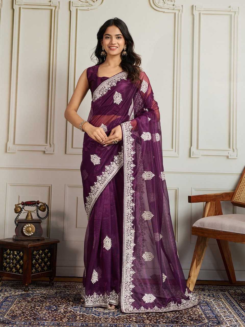 Beautiful Twill Net Saree- KE-81805