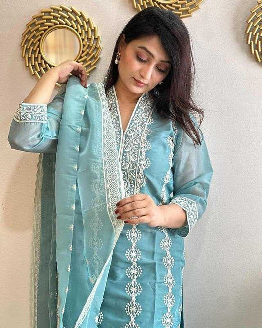 Beautiful Vichitra Silk kurta  set - KE-80530